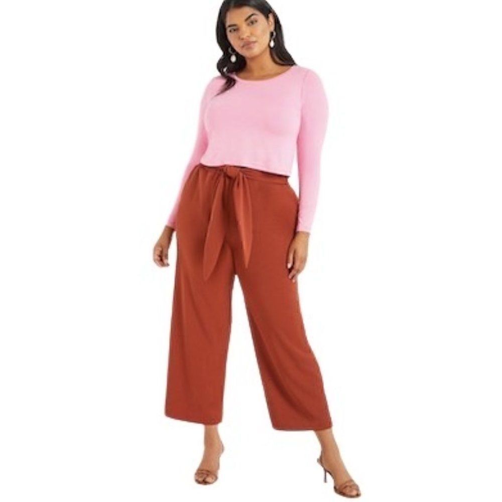 ELOQUII Cropped Pants Tie Front 20 Copper NWT